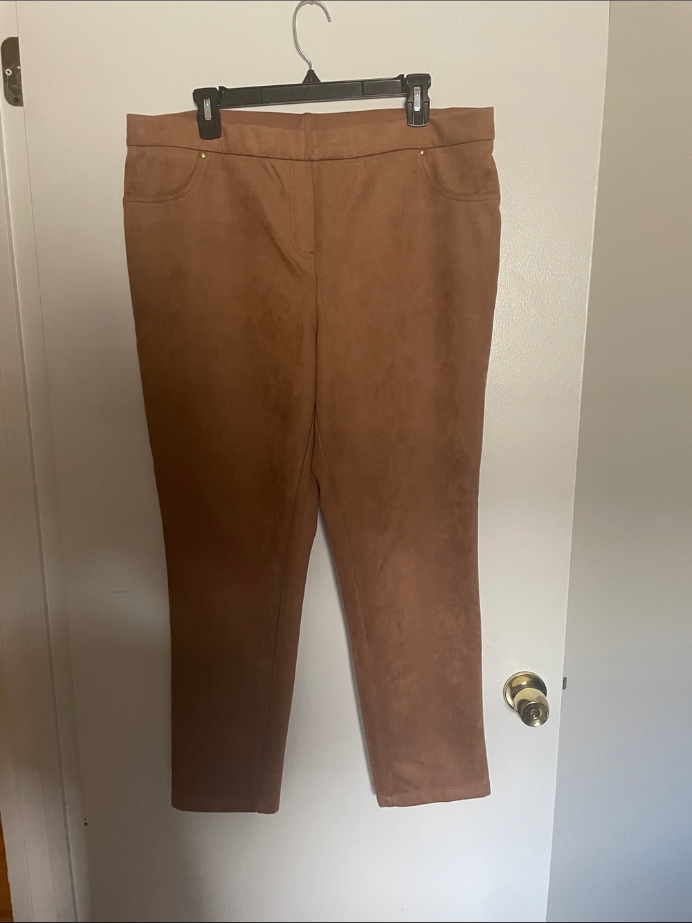 Ruby Rd. Faux Suede Ankle Pants in Chestnut